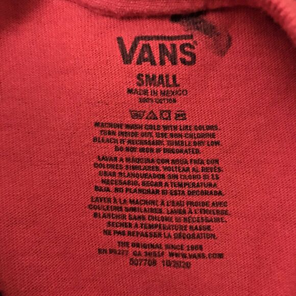Vans Off The Wall Logo Classic Fit T-Shirt Men's S Red Dbl. Hit Surf Skate Tee - Picture 5 of 8